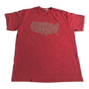 Delta MEDIUM Red USA United States America Stars Map Shirt Tee T-Shirt